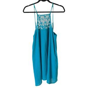 L*Space Sunny Mini Dress Crochet Blue Summer Swim Beach Cover Up NWT Size XS